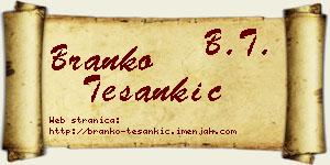 Branko Tešankić vizit kartica